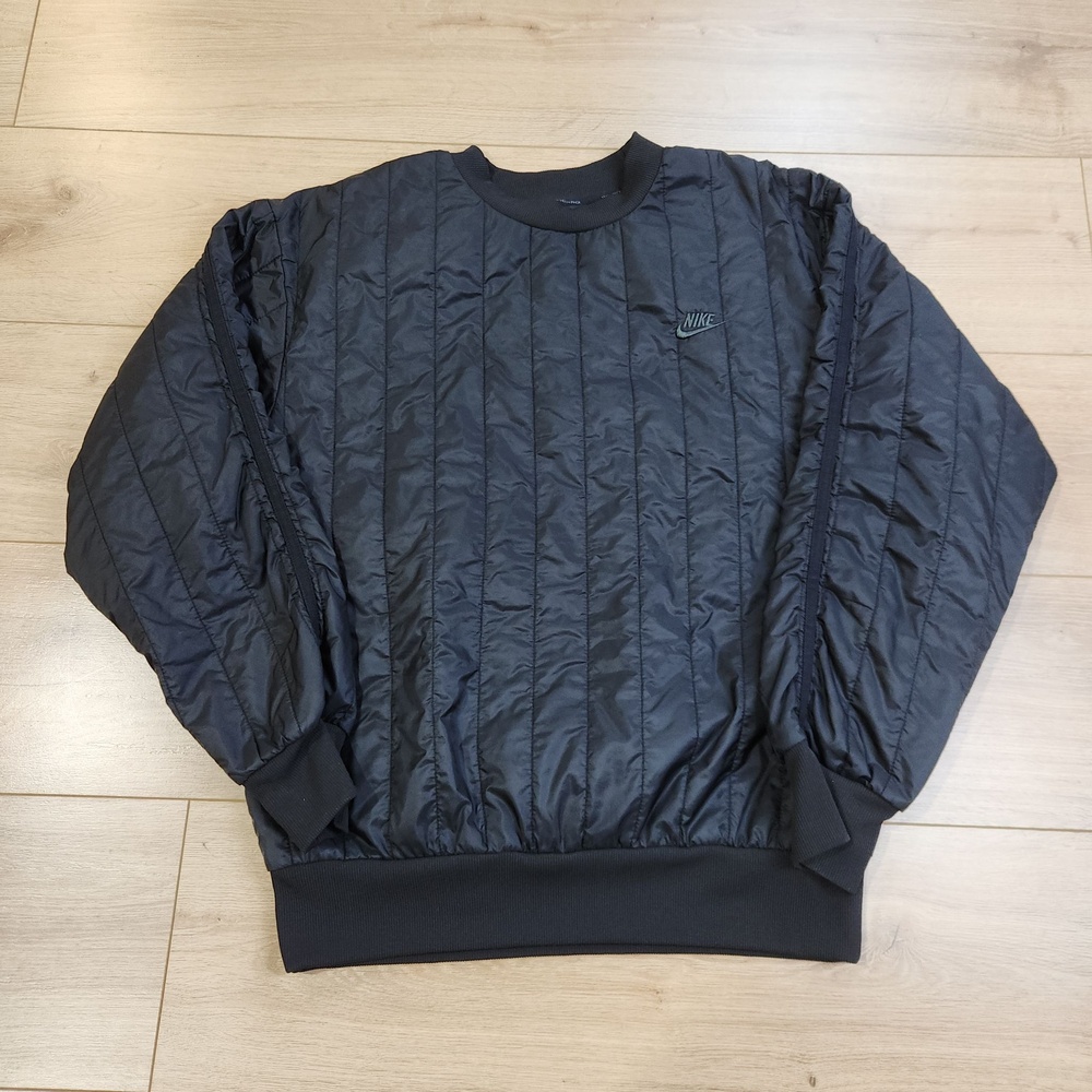 Nike Sweatshirt Mens Small Black Therma-FIT Tech Pack Winterized Crew Quilted